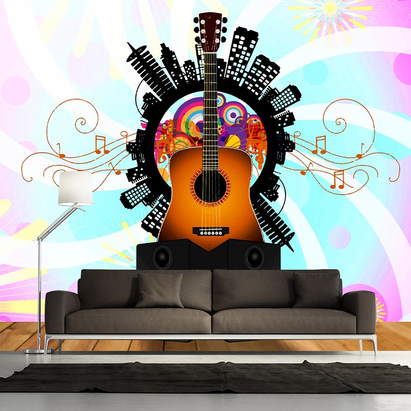 Musical Elements Mildew Resistant Wallpaper Illustration Sleeping Room Wall Mural