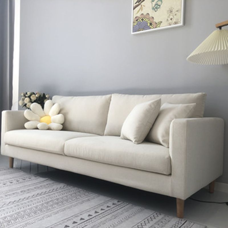 Contemporary Linen Tuxedo Arm Standard Sofa with Loose Back for Living Room
