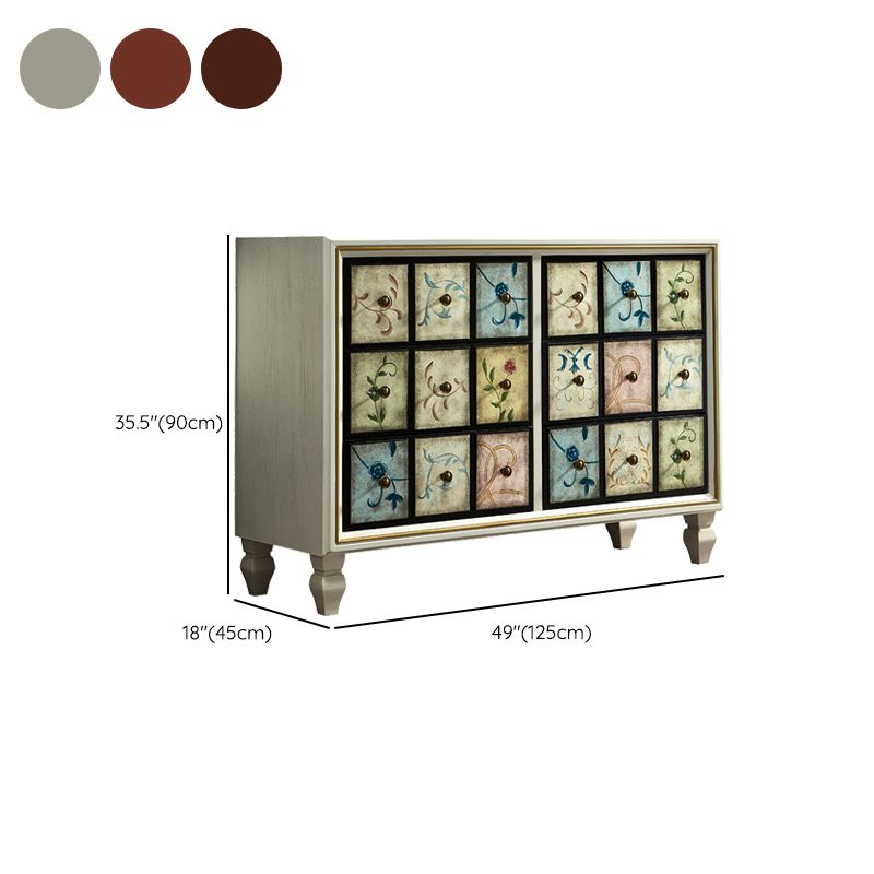 Traditional Bedroom Wooden Storage Chest Horizontal Chest with Drawers