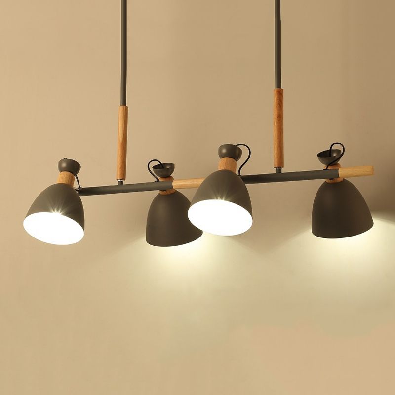 Metal Bowl Shape Chandelier Light Modern Style 4 Lights Chandelier Light Fixture in Gray