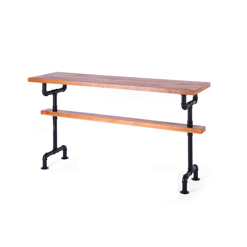 Modern Pub Height Dining Table Iron Solid Wood Pub Table for Living Room