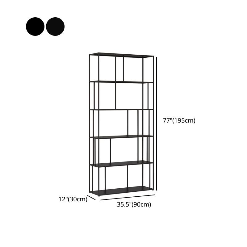 76.77"H Bookshelf Contemporary Style Open Back Black Bookcase for Home Office