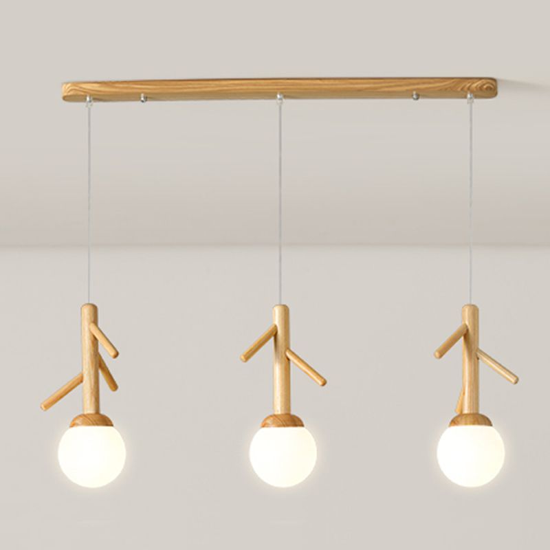 Log Color Globe Pendant Light in Modern Creative Style Glass 3-Light Hanging Lamping