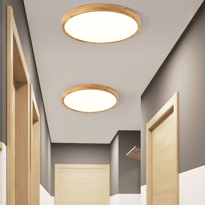 Geometrical Wooden Flush Ceiling Light Fixtures 1-Light Modern Style Flush Light Fixtures