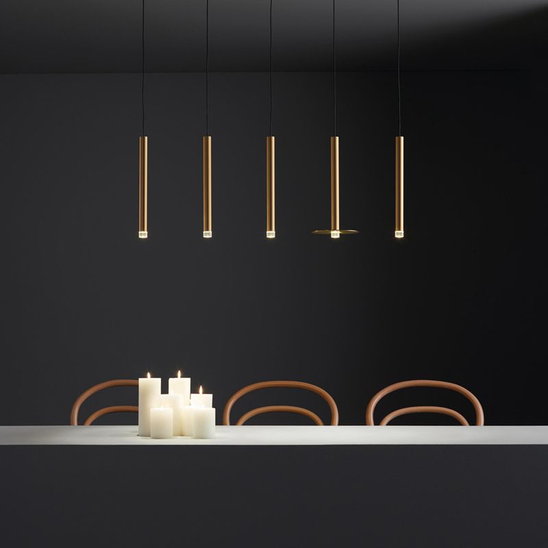 Gouden afwerking lineaire ophanging licht postmodern 1 lamp metalen hanger voor eetkamer
