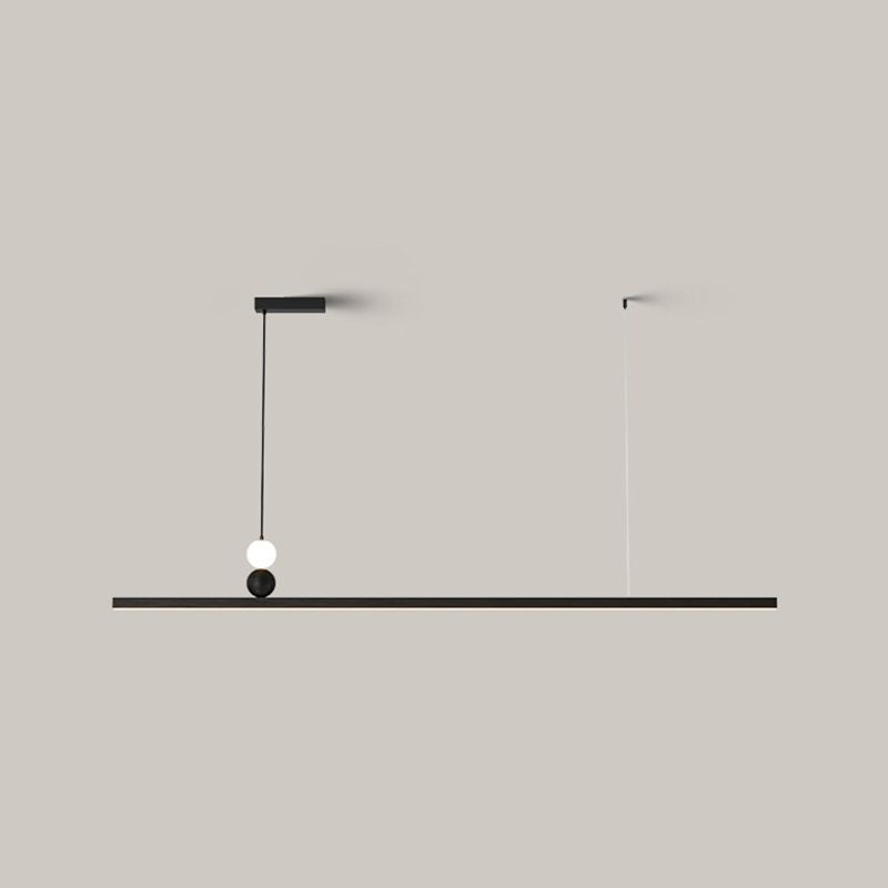 Aluminum and Acrylic Ceiling Pendant Fixture Linear Kitchen Island Fixture in Dark Black
