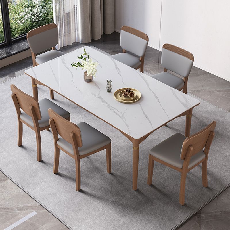 1/4/5/6/7 Pieces Table Furniture Set Sintered Stone Dining Room Set with Wooden Legs