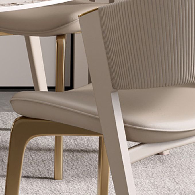 Faux Leather Dining Chair Nordic Style Open Back Armless Chair