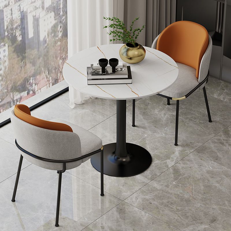 White Stone Round Dining Table Set 1/3/4/5 Pcs Modern Dinette Set