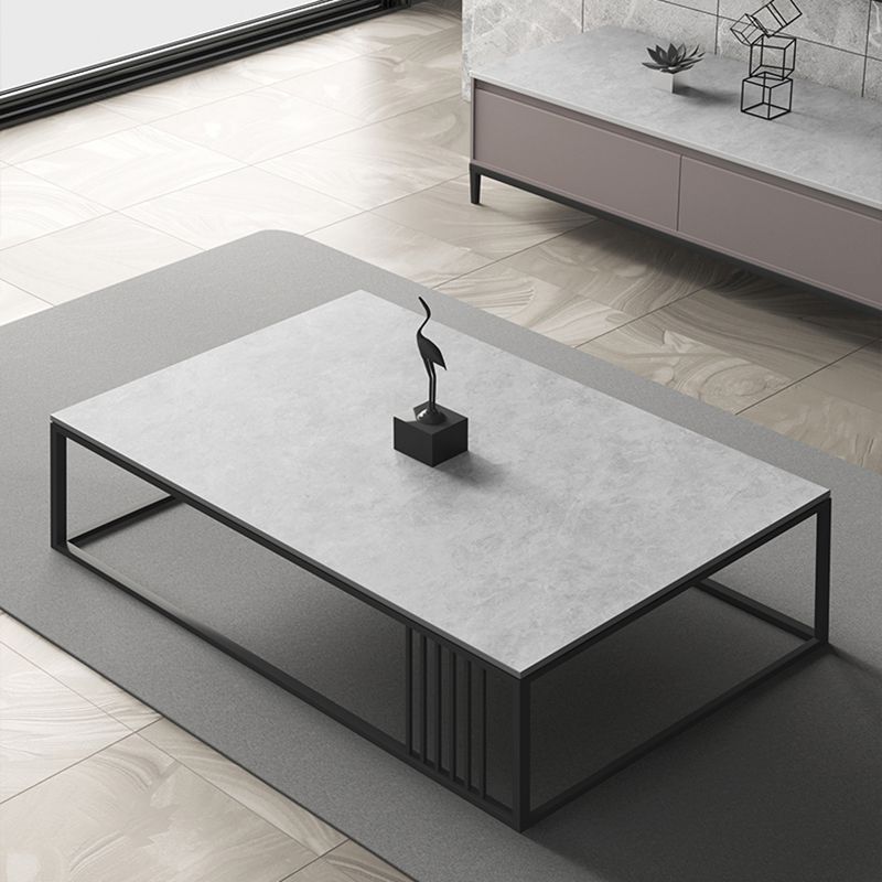 Single Coffee Table Slate Rectangular Coffee Cocktail Table Light Grey