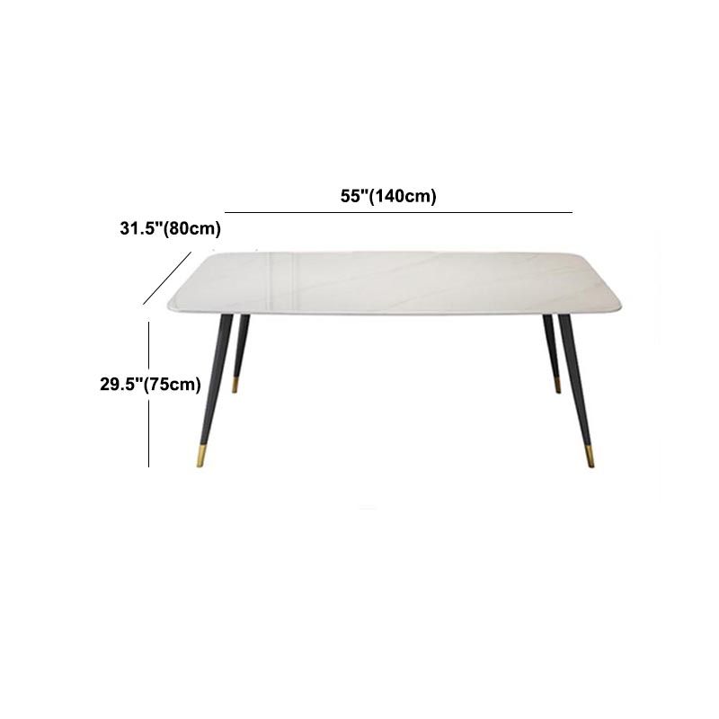 Luxury Sintered Stone Top Dining Table Rectangle White Table with 4 Legs
