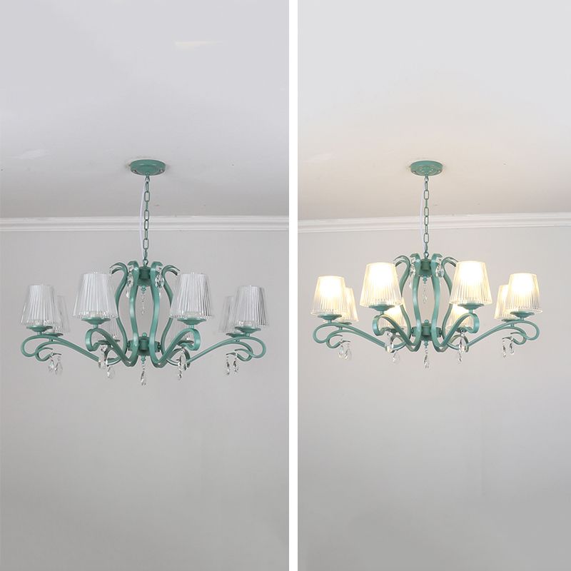 Lampadario in metallo in stile moderno lampadario appeso al lampada a soffitto verde affusolato