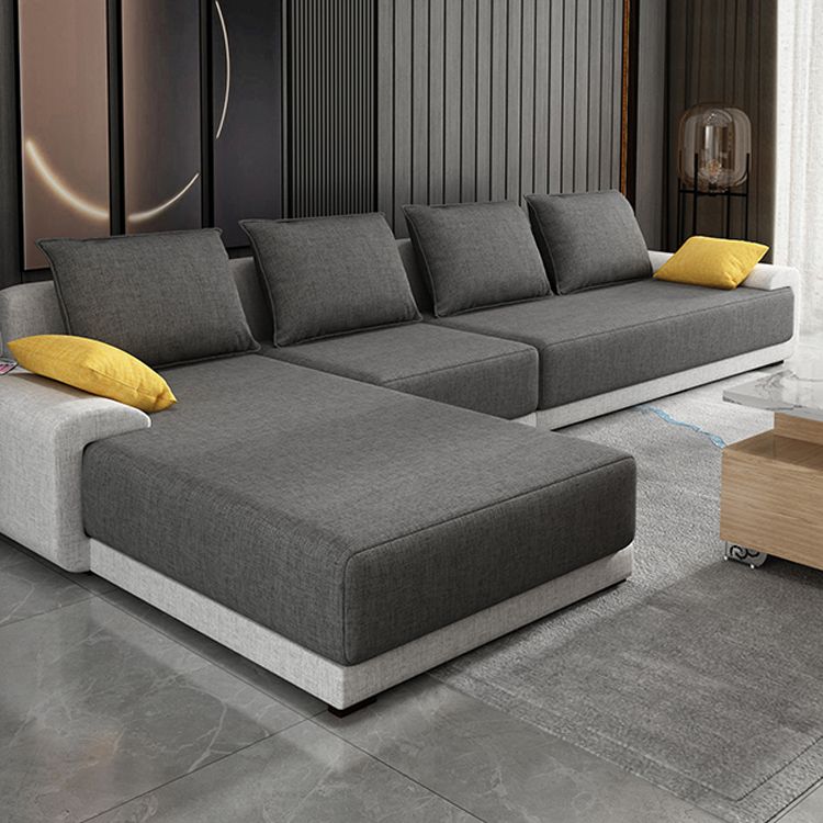 Contemporary Removable Loose Back Cushions Sofa with Reversible Chaise