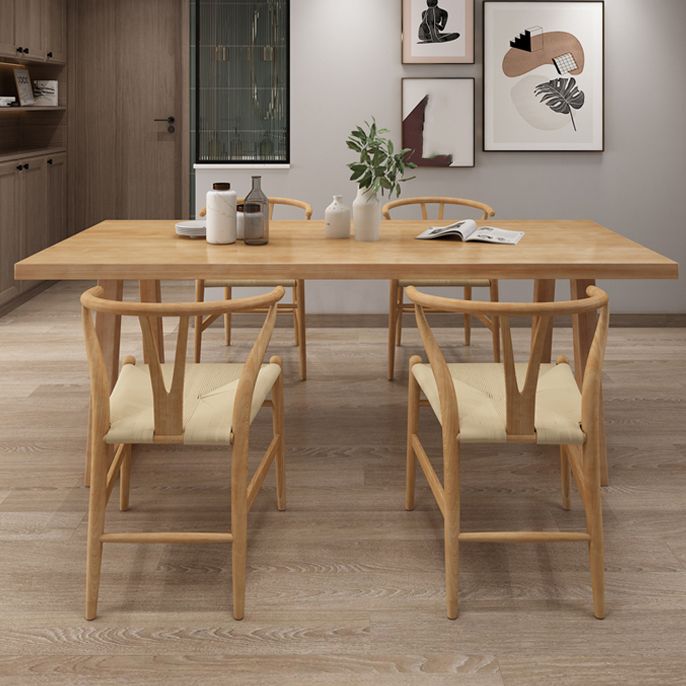 Modern Kitchen Solid Wood Dining Table Rectangle Shape Dining Table with Double Pedestal