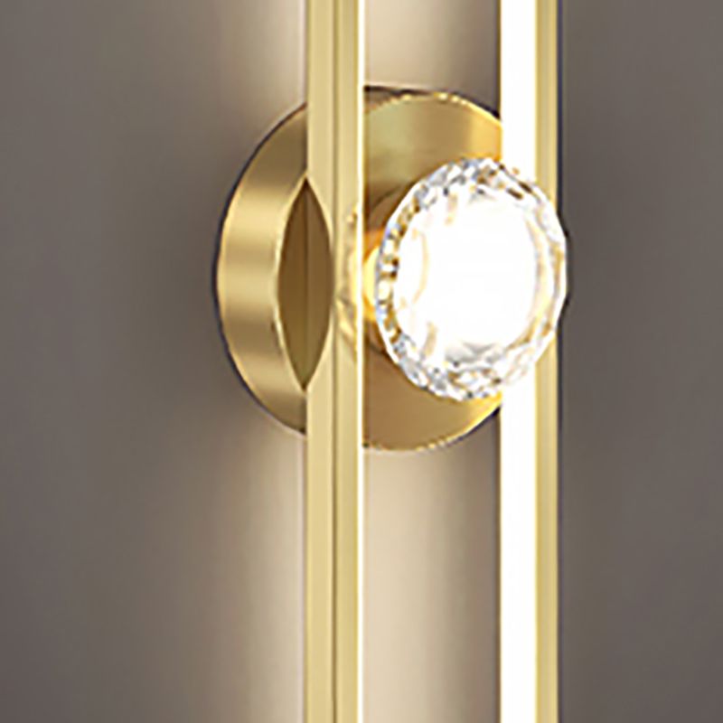 Modern Brass Wall Light Oval LED Wall Sconce with Crystal for Living Room