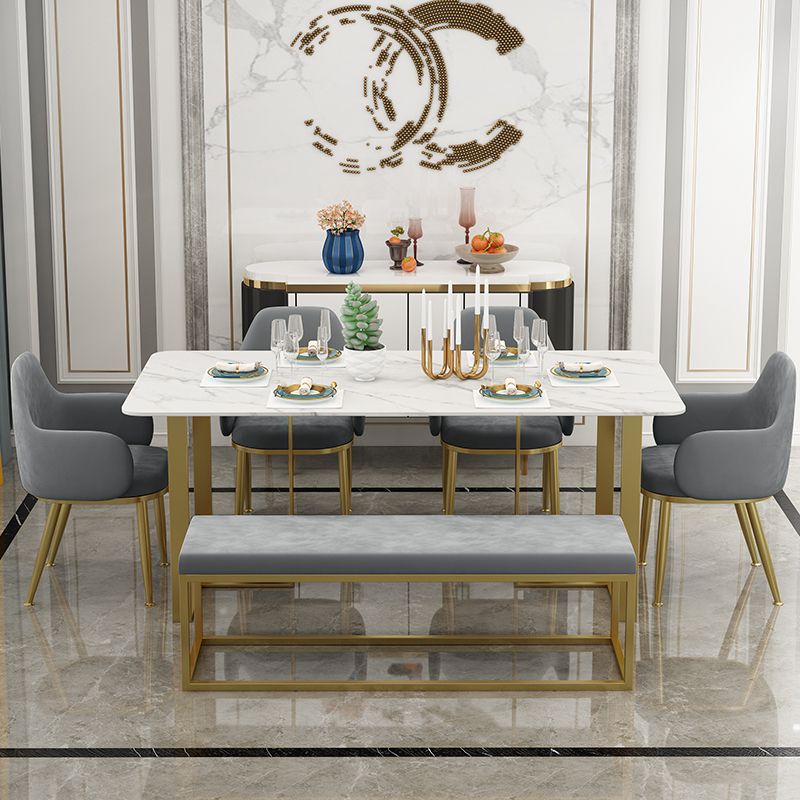 Glam Style 1/2/7 Pieces Dining Room Furniture Set Rectangular White Dining Table Set