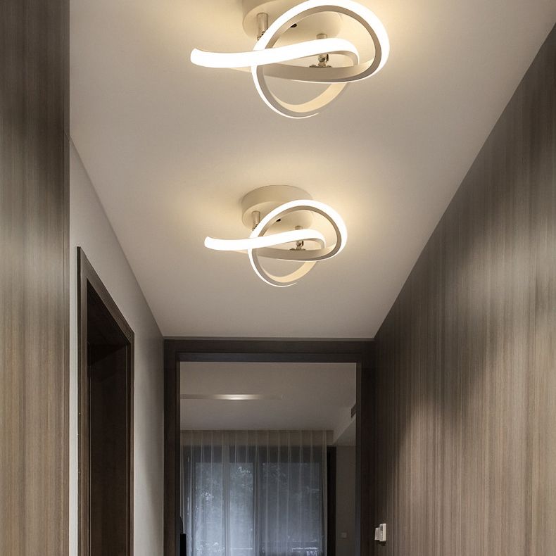 Twist Semi Flush Mount Light Aluminum Modern Simplicity Flush Ceiling Light Fixtures for Hallway