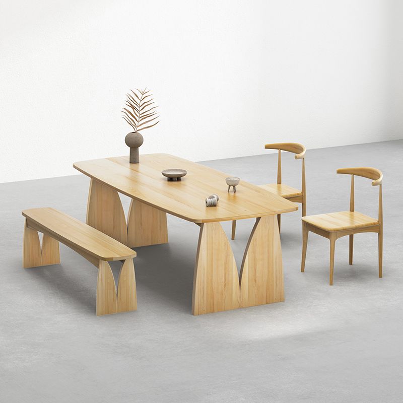 Modern 1/2/3/4 Pieces Rectangle Dining Set Solid Wood Top Dining Table with Chairs