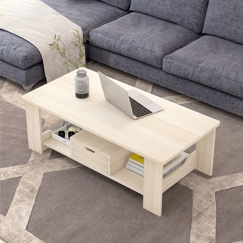 Modern Manufactured Wood Coffee Table with Storage Rectangular Cocktail Table