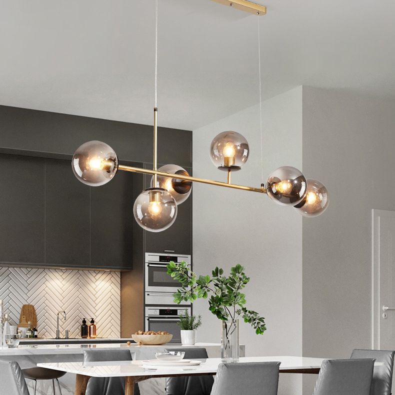 Luces de lámpara de araña de la isla de estilo minimalista moderno Vaso 6 luces de la isla de 6 luces para comedor