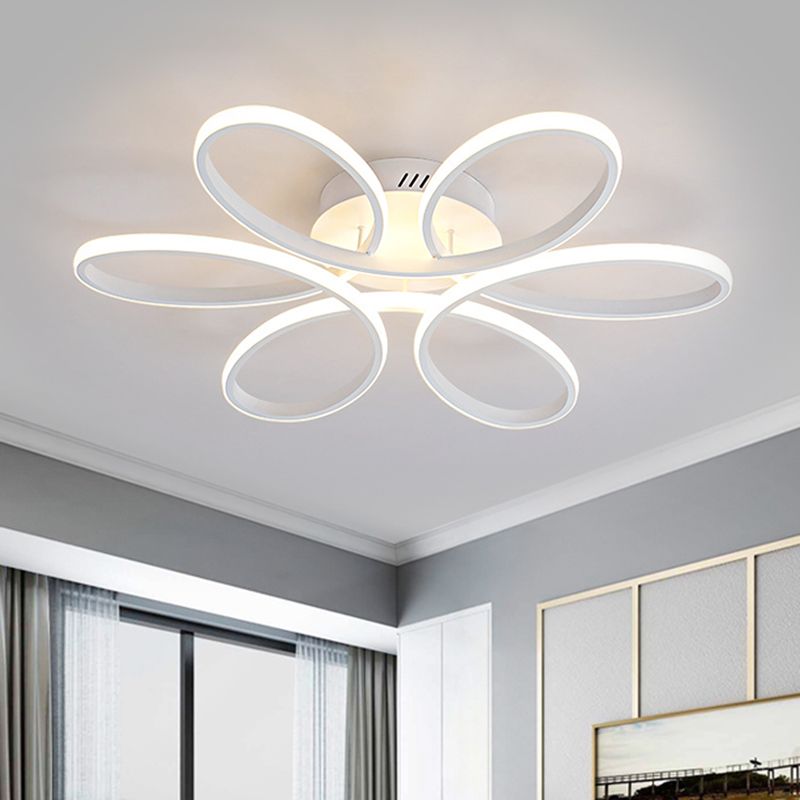 Metallisch Blume Rahmen Flushmount Contemporary LED Weiß Deckenbündige Fassung in Warm/Weißes Licht