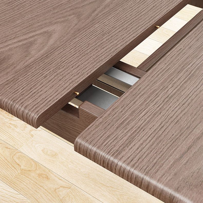 Rubberwood Rectangle Dining Table Extendable Table with Wooden Base and Legs