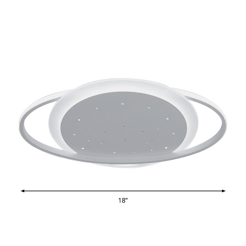 Saturn Acrylic Flush Light Fixture Simple LED White Close to Ceiling Lamp with Star Design