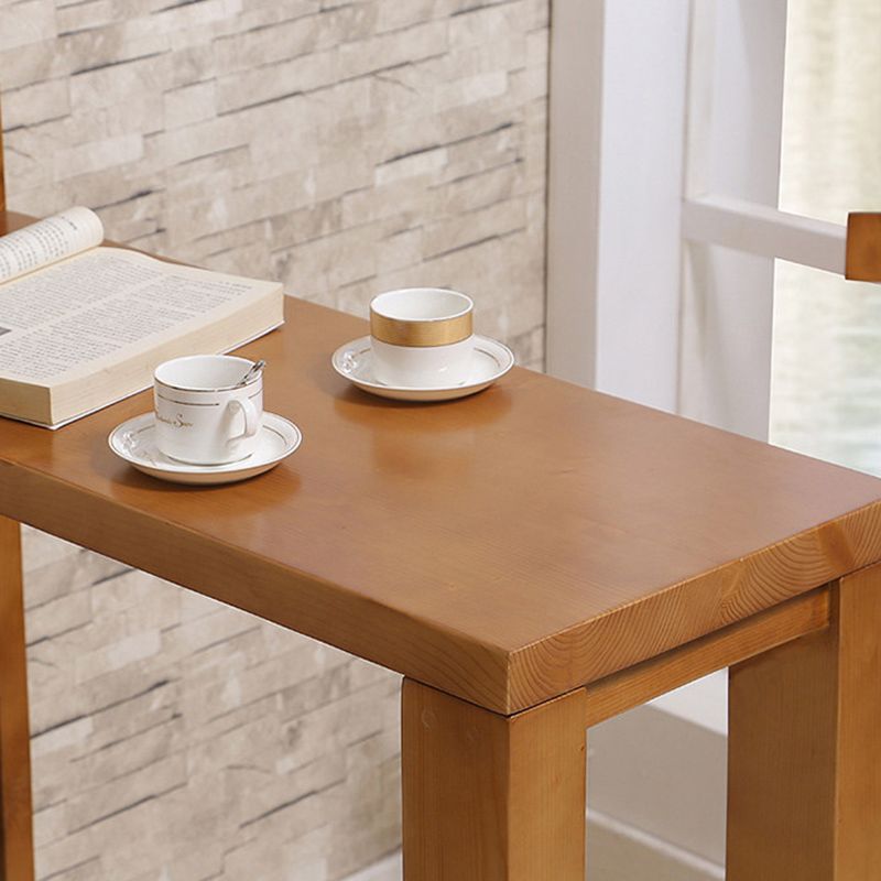 Brown Pine Wood Bistro Table with Storage Modern Pub Table for Home