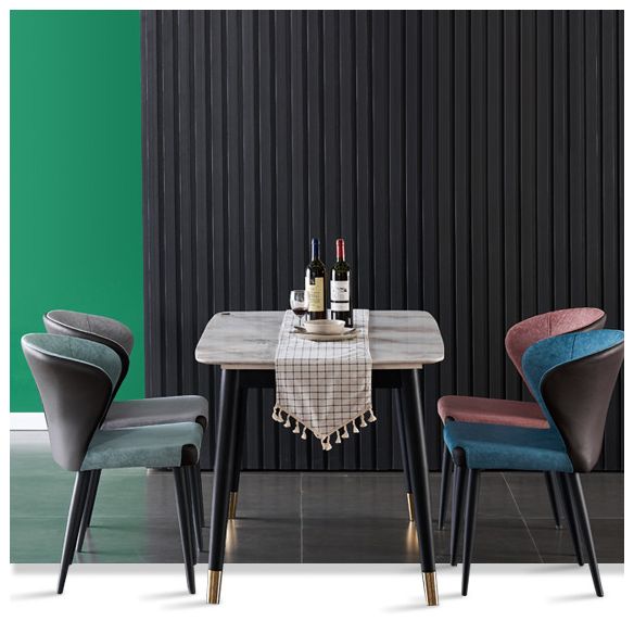 Indoor Wingback Armless Dining Chairs Upholstered Side Chair with Metal Legs