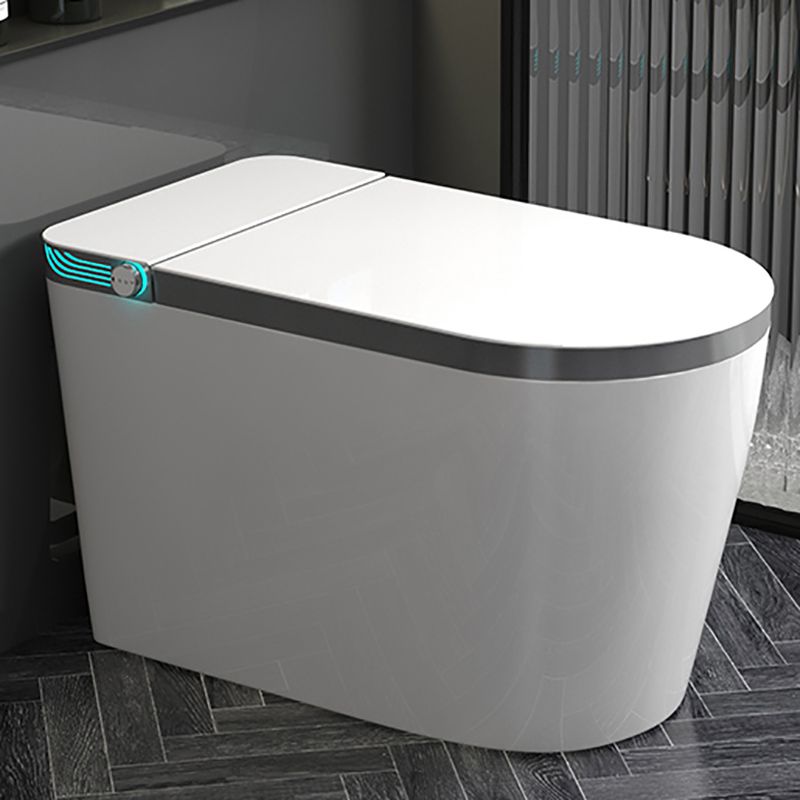 White Finish Elongated Floor Mount Bidet with Foot Sensor and Heated Seat