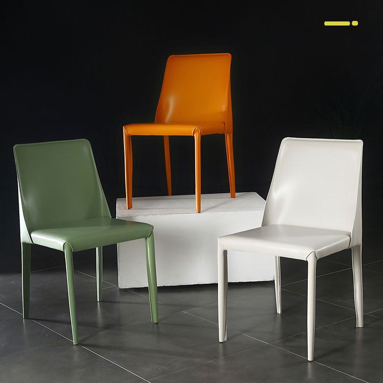 Eigentijdse stijl eetstoelen armloze zijstoel met metalen benen voor keuken (set van 2)