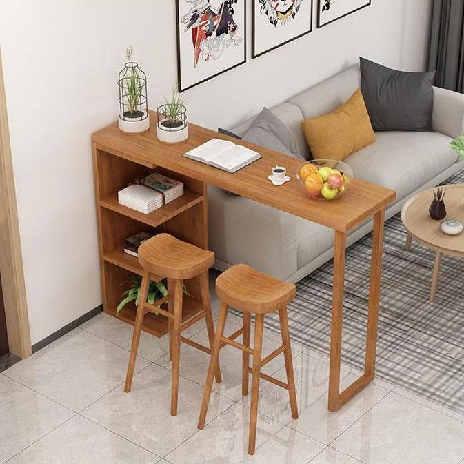 Contemporary 1/2/3 Pieces Bar Table Set Rectangle Wooden Counter Table for Kitchen