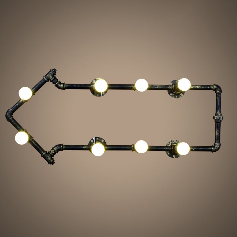 8-Licht-Wandleuchter leichter industrielles Arrow-förmiger Rohrleitungslampe in Schwarz/Bronze für das Restaurant