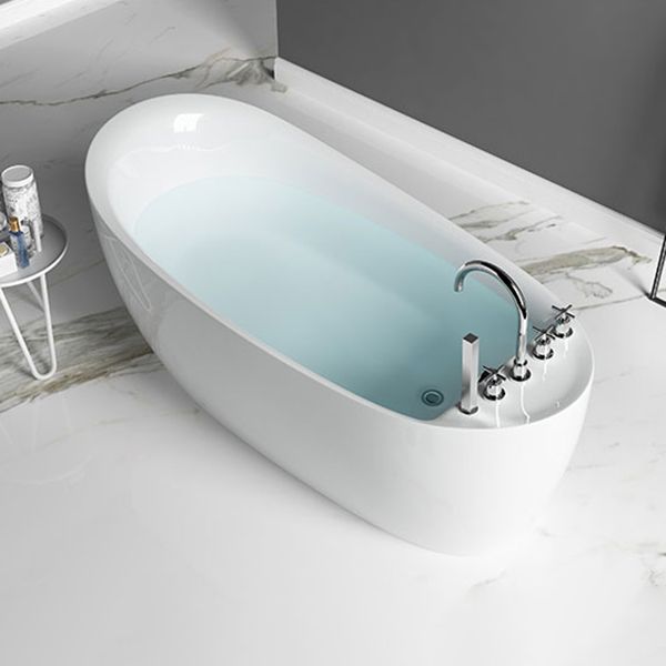 Freestanding Acrylic Bathtub Pop-up Drain Oval Modern Right-Hand Bath