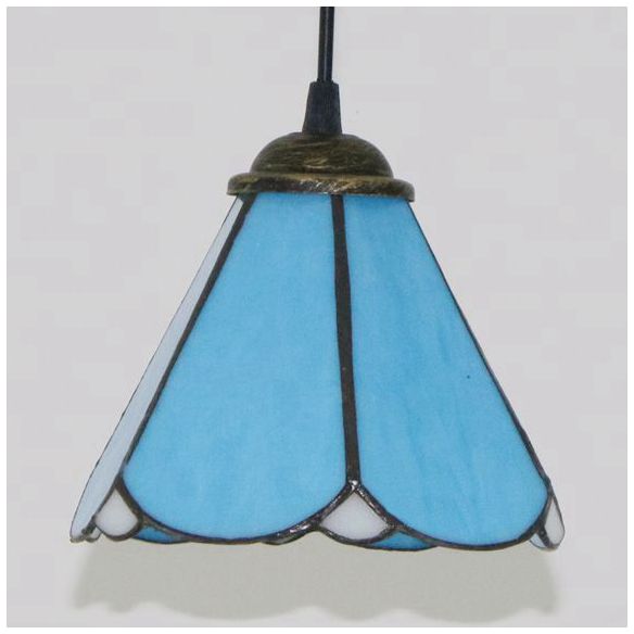 Tiffany Conical Hanging Light 1 Bulb Blue/Clear/Blue-Clear Cut Glass Ceiling Suspension Lamp for Dining Room
