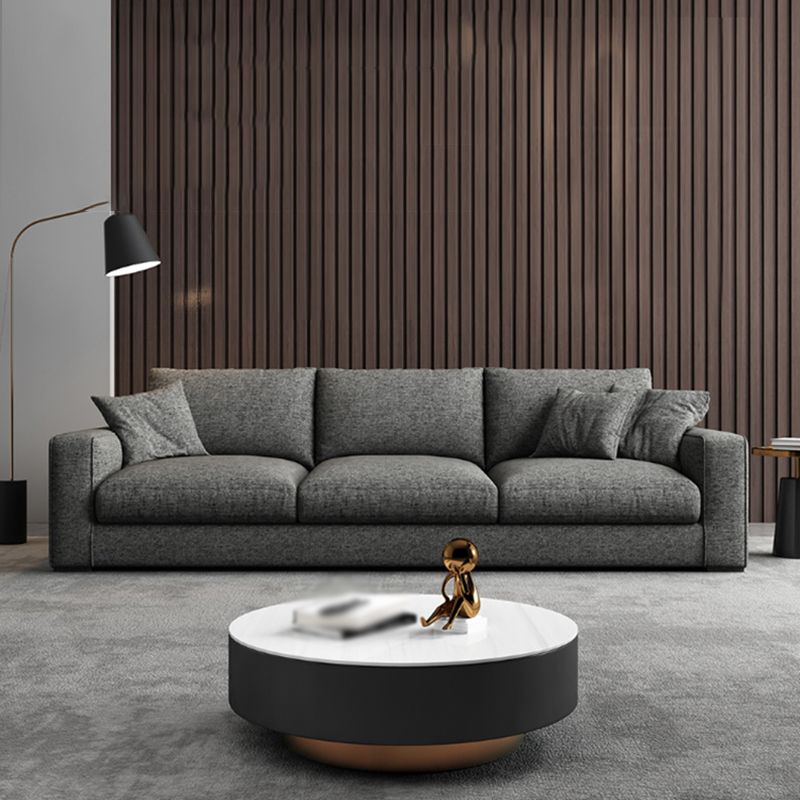 Living Room Gray Stationary Sofa Recessed Arm Standard Cushions Couch