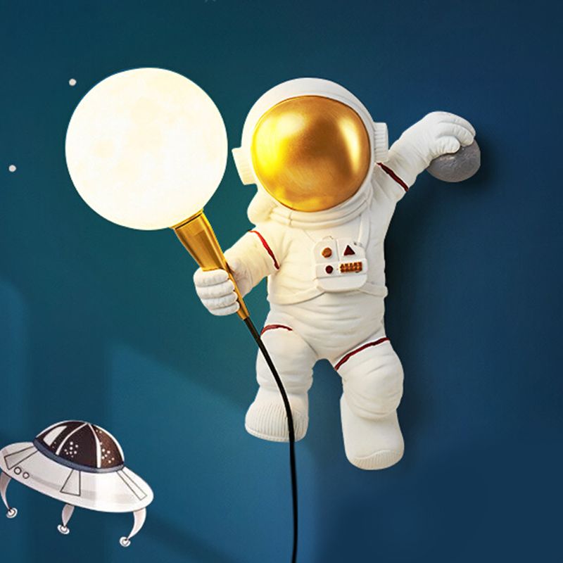 Kinderen Astronaut -vormige wandlampjes Slaapkamer Wandbevestiging Lichtmontage