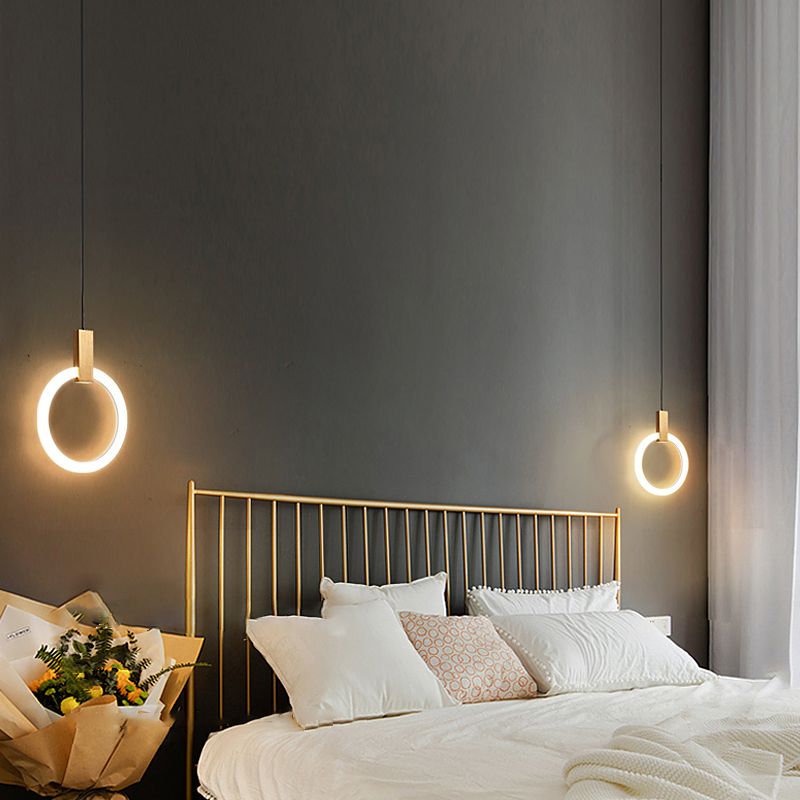 Suspension de suspension anneau lumière moderne de style moderne LED PLAN PLENDANT BLANC