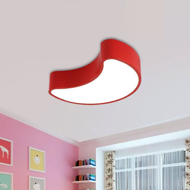 White/Red/Yellow Semi-Moon Ceiling Fixture Kids LED Acrylic Flush Mount Recessed Lighting for Leisure Area