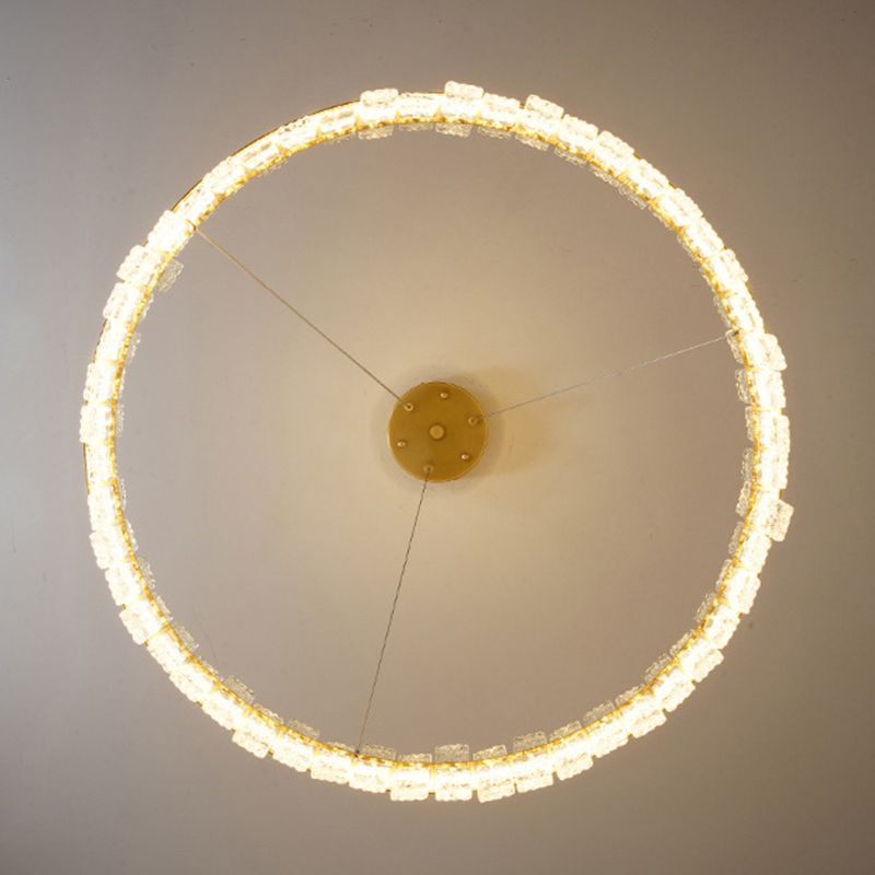 Light Luxury Style LED Pendant Chandelier Circular Glass Chandelier Lamp for Living Room