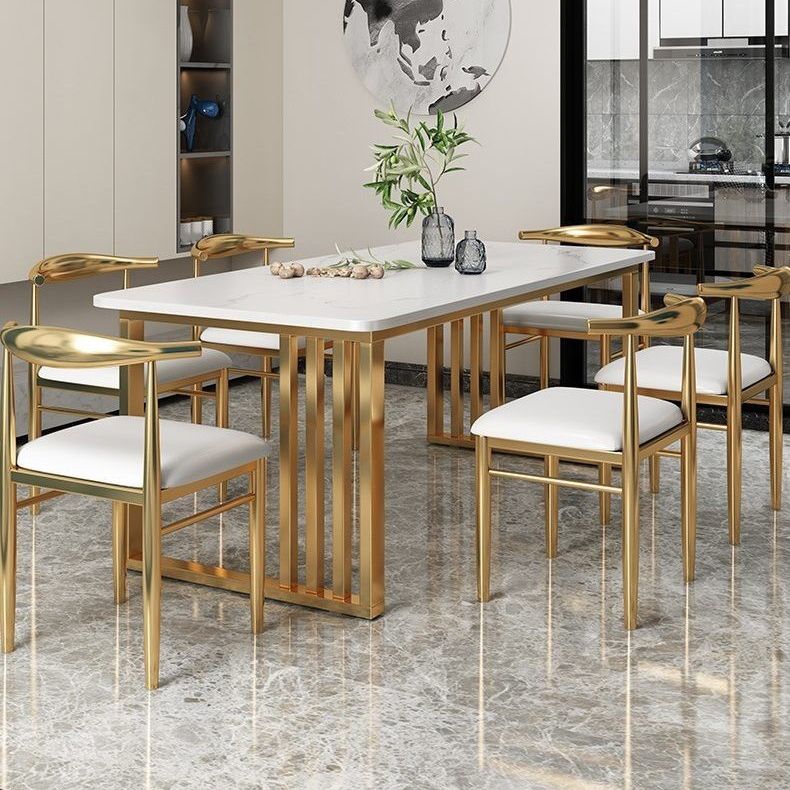 Modern 1/2/5/7 Pieces Dining Set Rectangle Stone Dining Table for Dining Room Kitchen