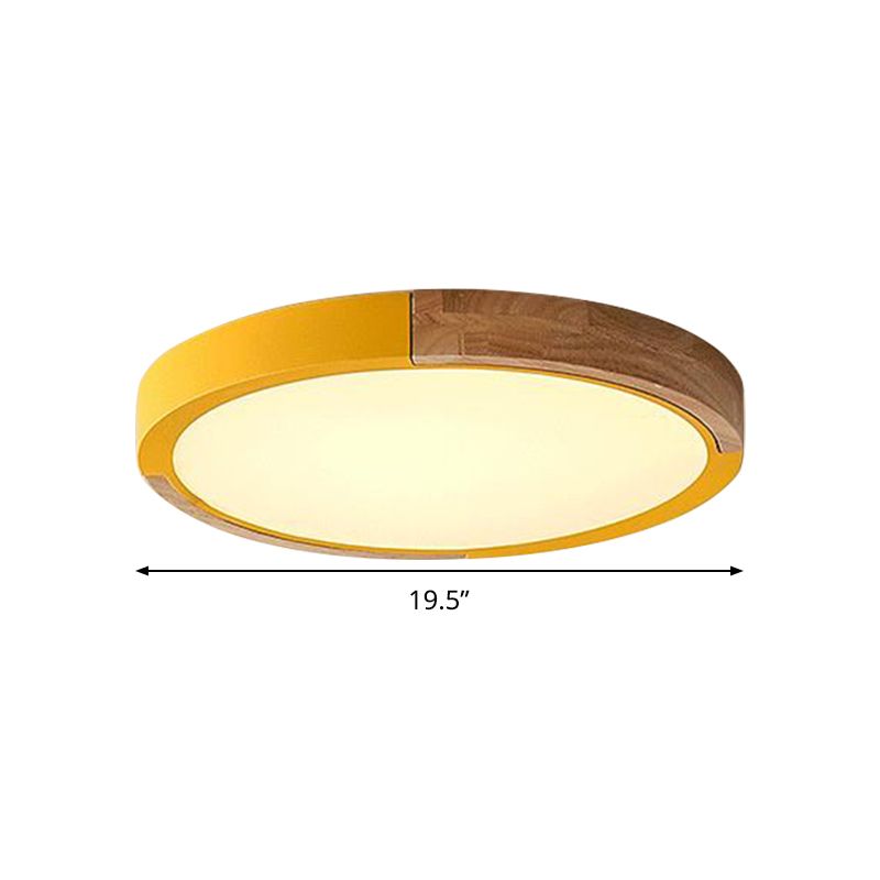 Circle Flush Mount Macaron Acrylic White/Pink/Yellow LED Ceiling Light Fixture in Warm/White Light, 16"/19.5" Wide