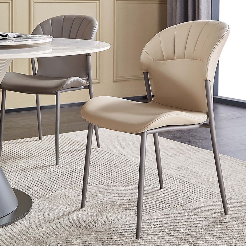 Khaki and Gray Dining Chairs Modern Armless Dining Side Chair