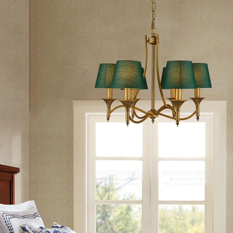 Multi-head hangende verlichtingsarmaturen Amerikaanse stijl vat kroonluchter hanglamp met stofschaduw