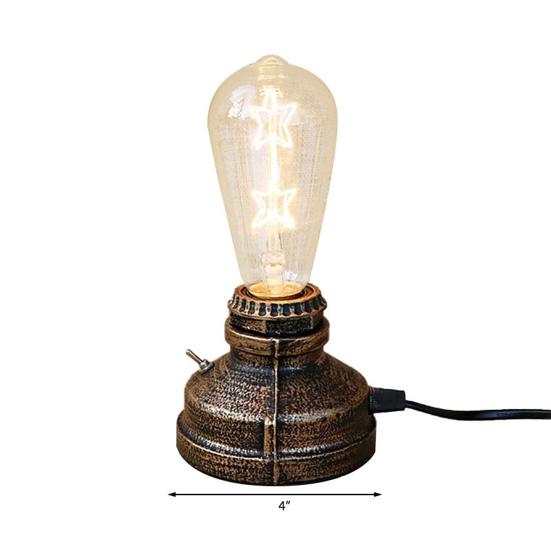 Bronze / vieilli en laiton 1 table de tête éclairage industriel fer forgé de bulbe de table debout lampe avec cordon plug-in