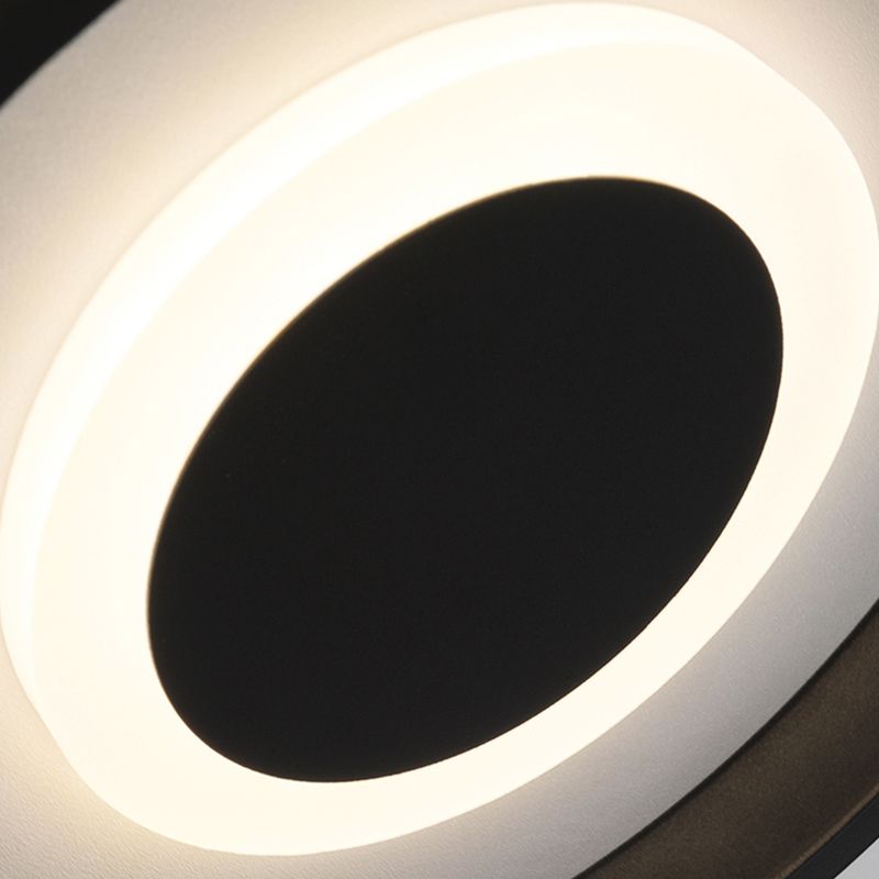 Black Round/Square Frame Mini Ceiling Lamp Minimal LED Metallic Flush Lighting in Warm/White/3 Color Light