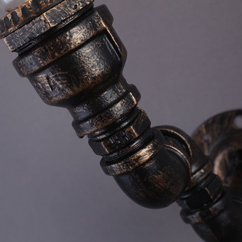 1 Head Wall Light Retro Plumbing Pipe Iron Wall Lighting Fixture in Bronze for Corridor