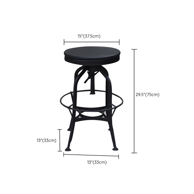 Industrial Metal Legs Bar Stools Indoor Faux Leather Counter Chair