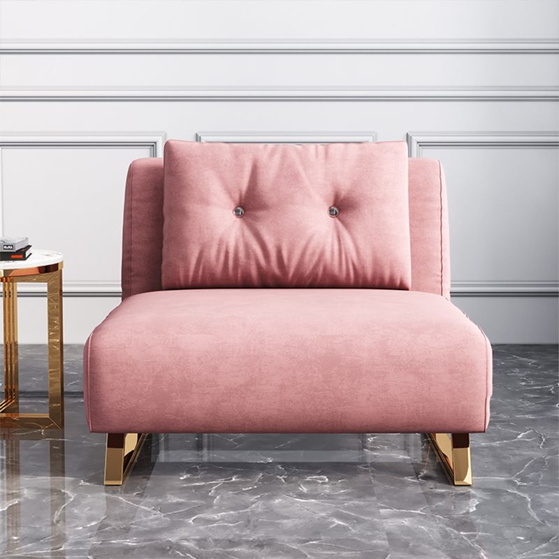 Foldable Convertible Sofas Pink Armless Glam Metal Sleeper Sofa