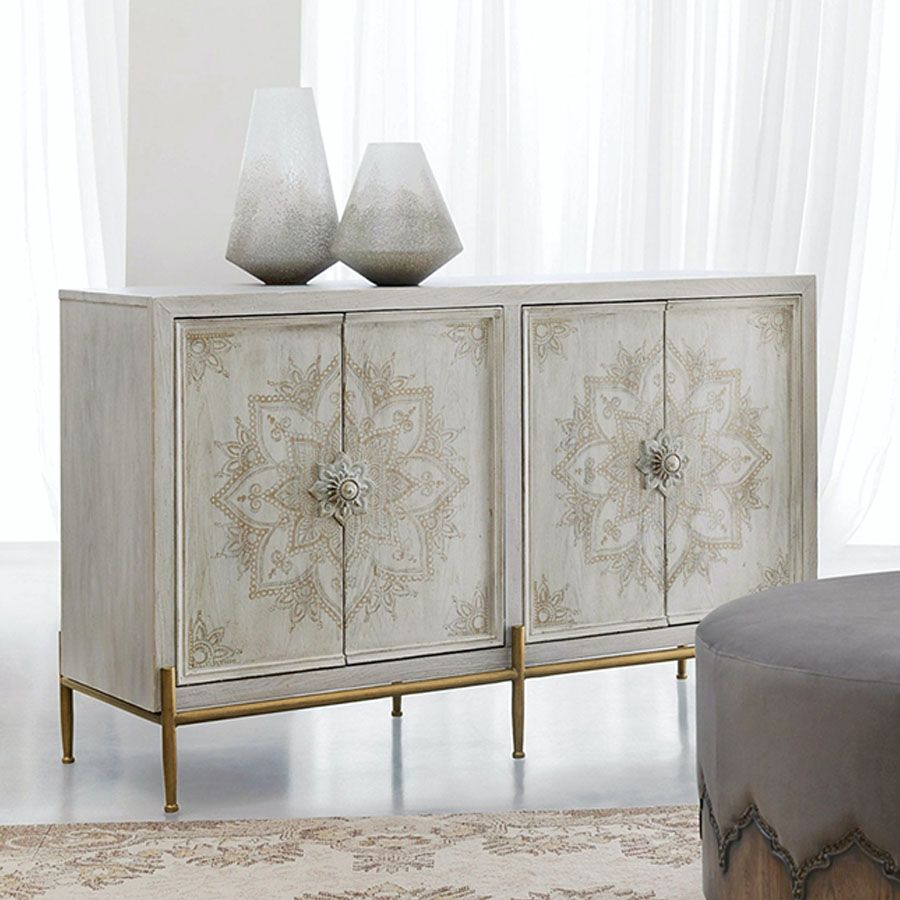 White Knobs Wood Cabinets Included Accent Cabinet with Straight Legs